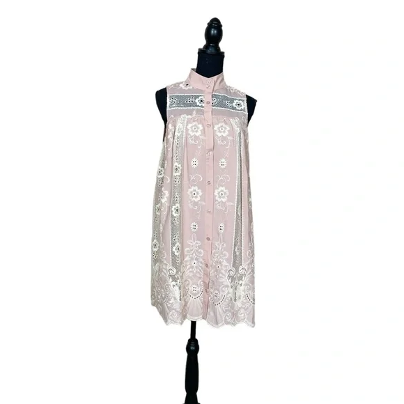 NWT Fate Embroidered Lace Button Down Mini Dress - Picture 5 of 13